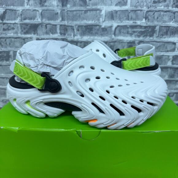 Crocs Echo II Moon Burst Clog White Green Orange Mens Size 9 / Womens 11 New
